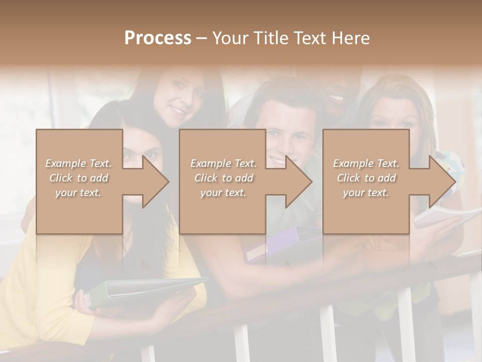 College Students Stood By Staircase PowerPoint Template