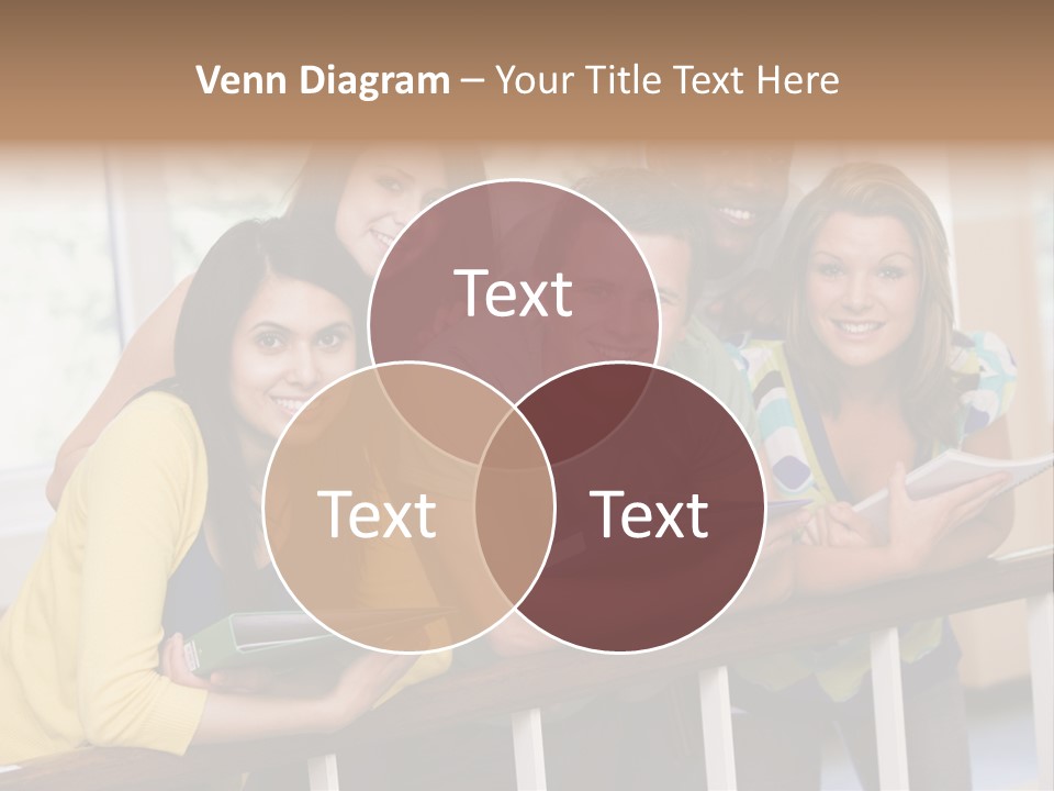 College Students Stood By Staircase PowerPoint Template