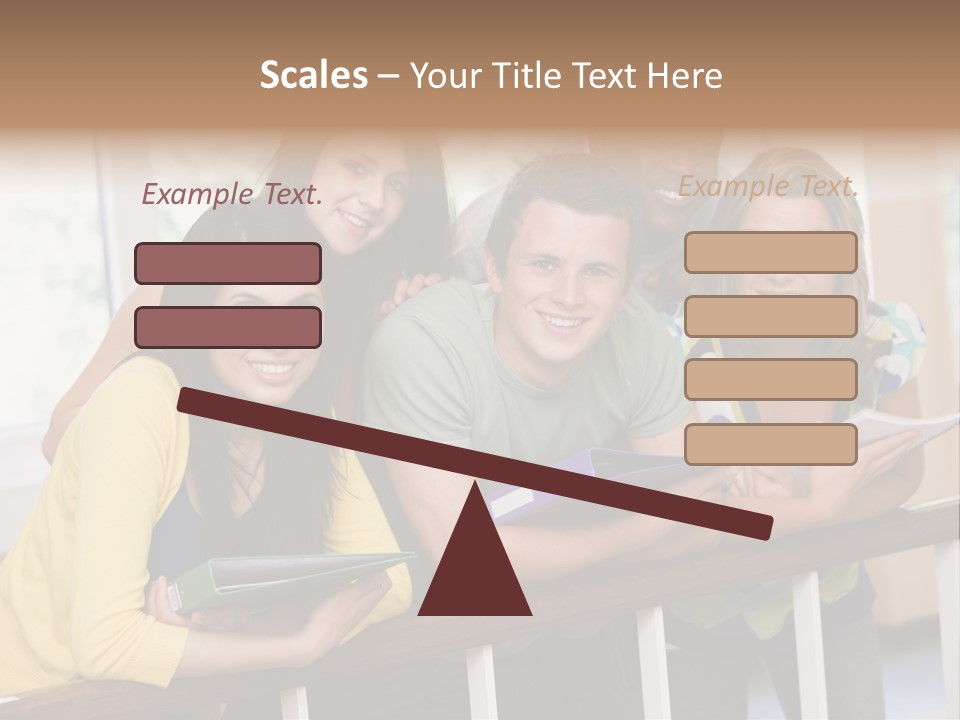 College Students Stood By Staircase PowerPoint Template