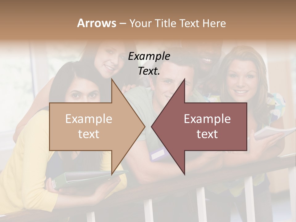 College Students Stood By Staircase PowerPoint Template