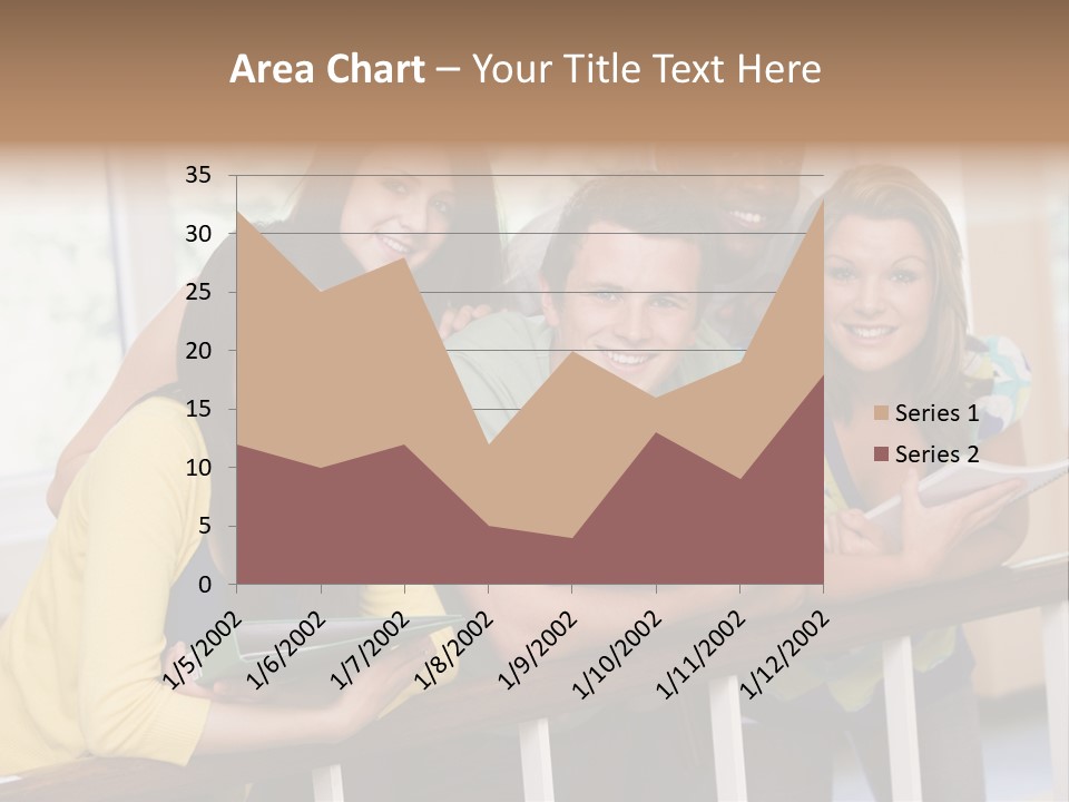 College Students Stood By Staircase PowerPoint Template