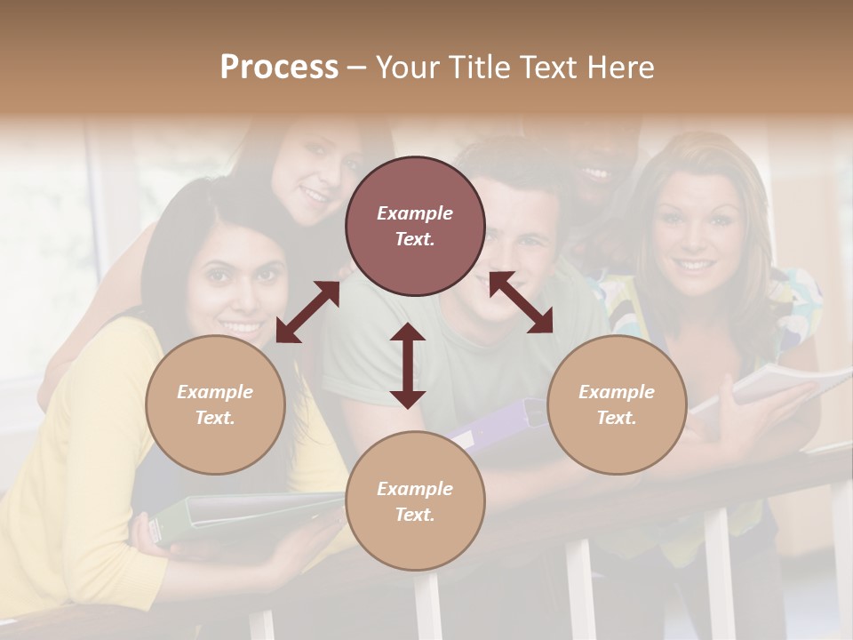 College Students Stood By Staircase PowerPoint Template