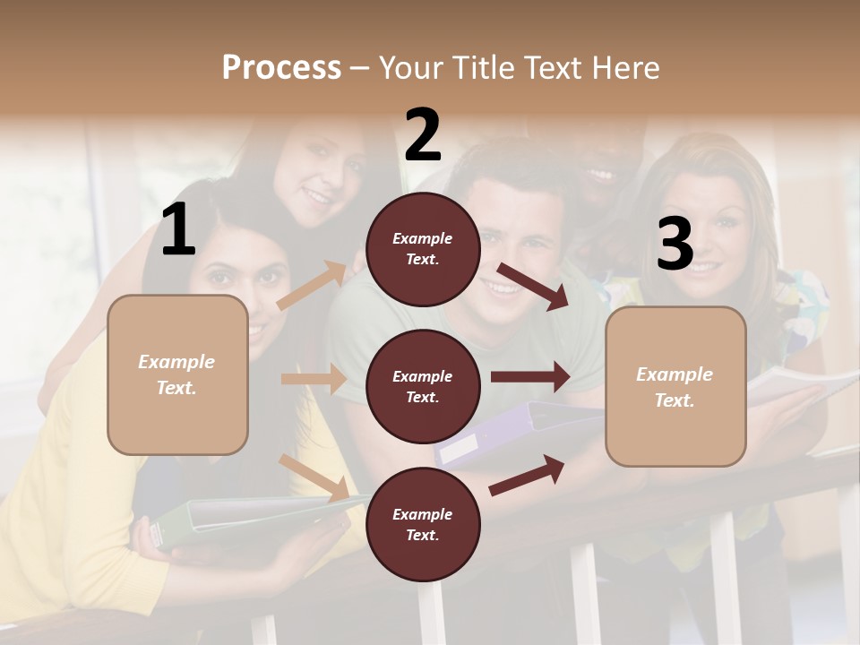 College Students Stood By Staircase PowerPoint Template