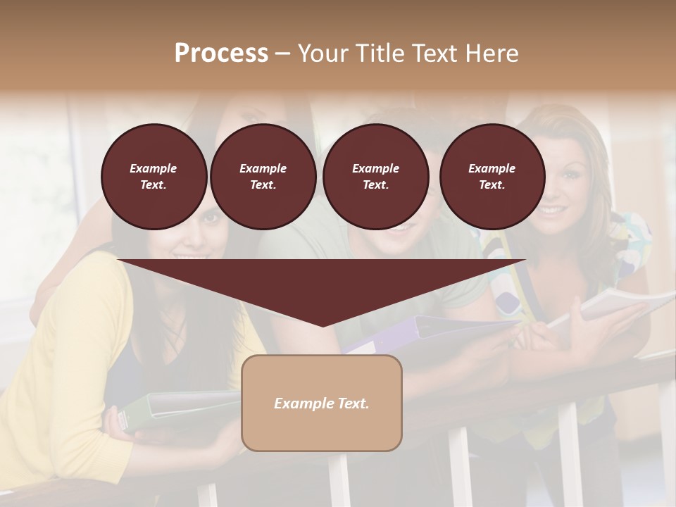 College Students Stood By Staircase PowerPoint Template