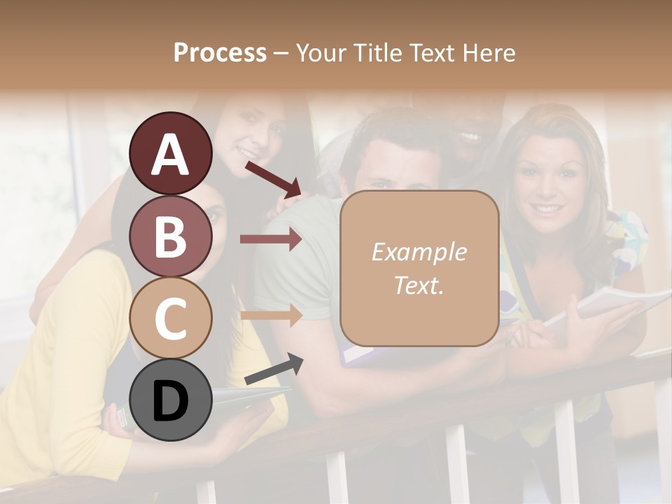 College Students Stood By Staircase PowerPoint Template