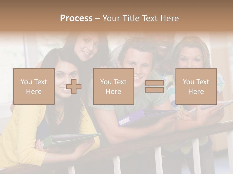 College Students Stood By Staircase PowerPoint Template