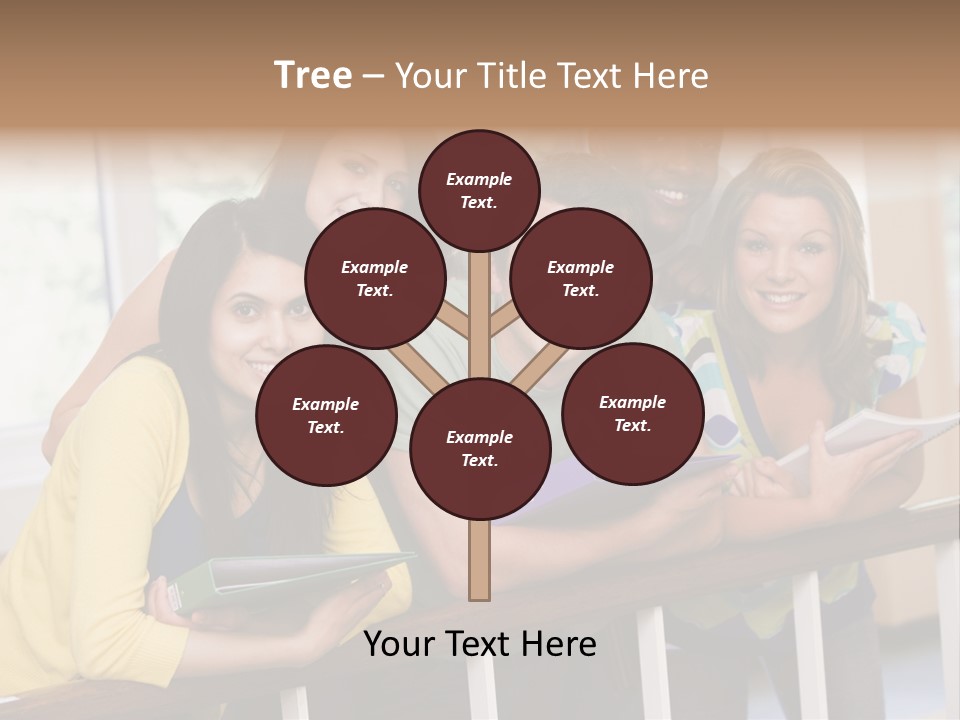 College Students Stood By Staircase PowerPoint Template
