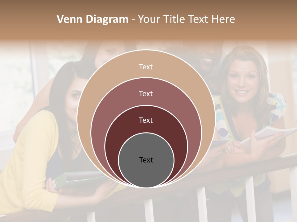 College Students Stood By Staircase PowerPoint Template