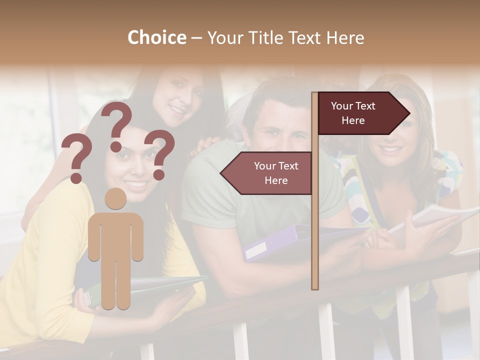 College Students Stood By Staircase PowerPoint Template