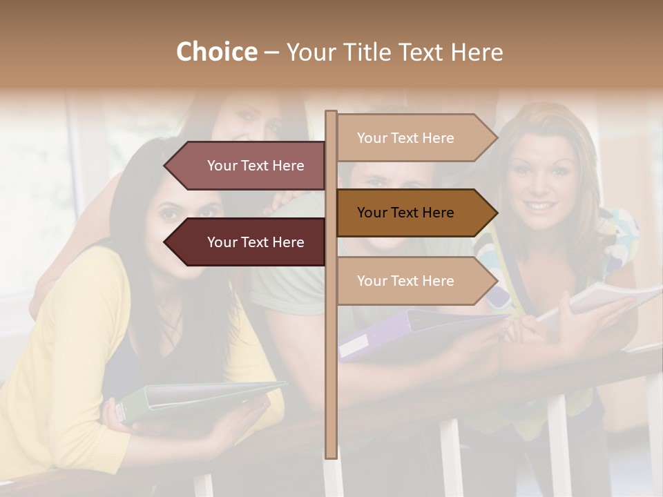 College Students Stood By Staircase PowerPoint Template