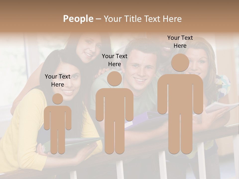 College Students Stood By Staircase PowerPoint Template