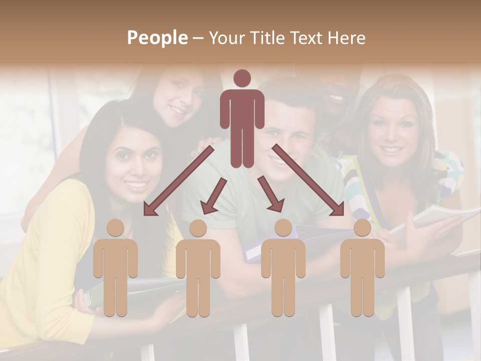 College Students Stood By Staircase PowerPoint Template