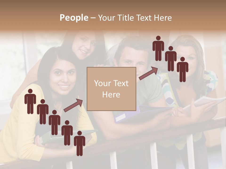 College Students Stood By Staircase PowerPoint Template