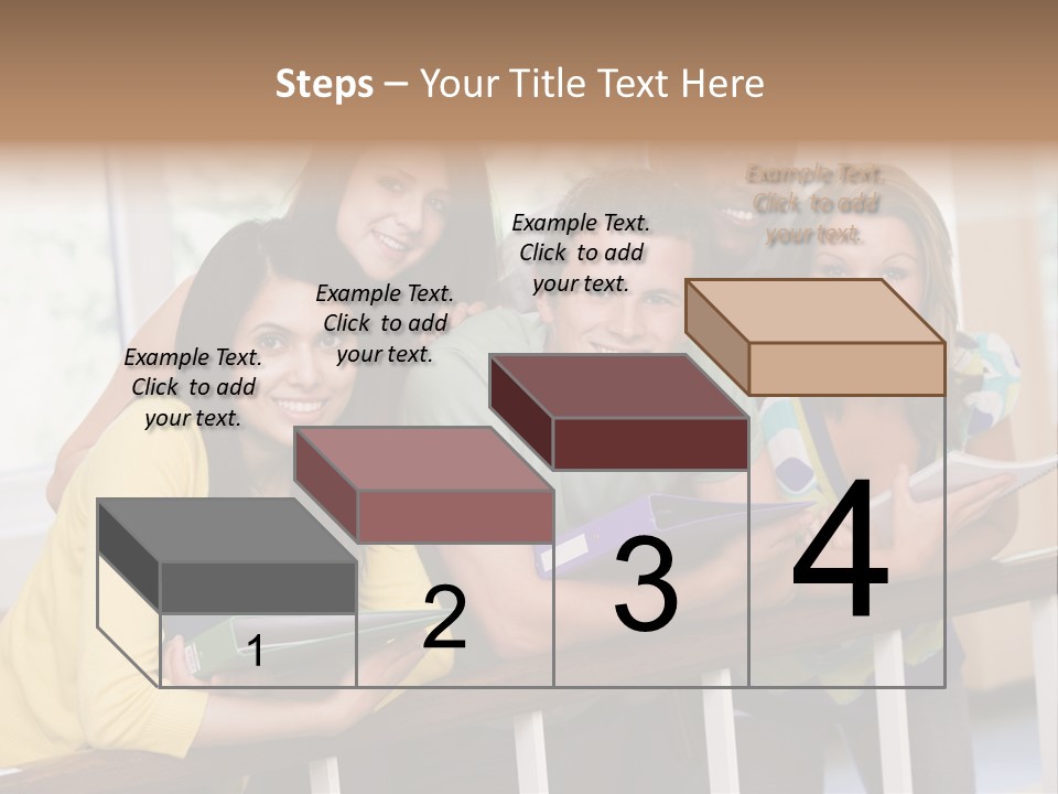 College Students Stood By Staircase PowerPoint Template