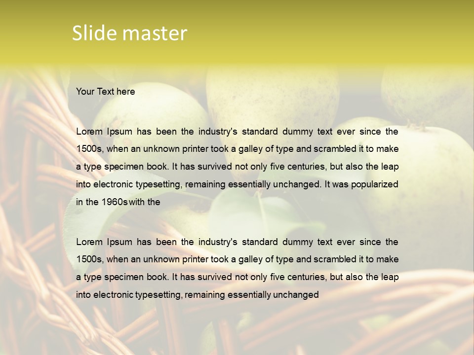 A Basket Filled With Green Apples Sitting On Top Of A Table PowerPoint Template