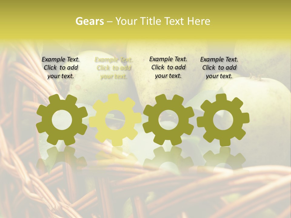 A Basket Filled With Green Apples Sitting On Top Of A Table PowerPoint Template