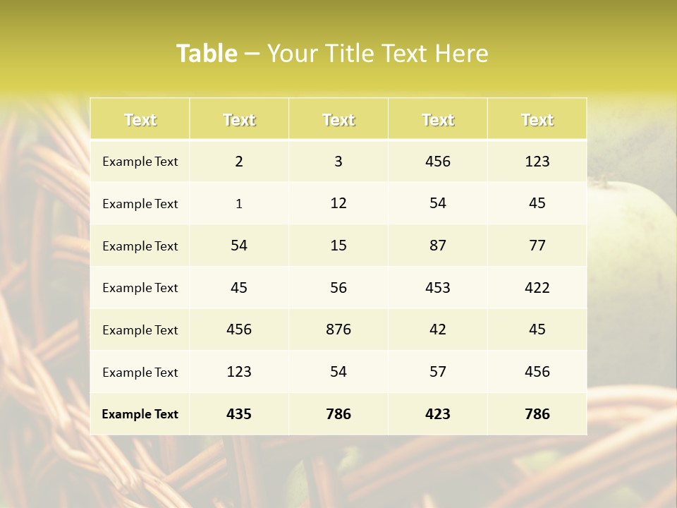 A Basket Filled With Green Apples Sitting On Top Of A Table PowerPoint Template