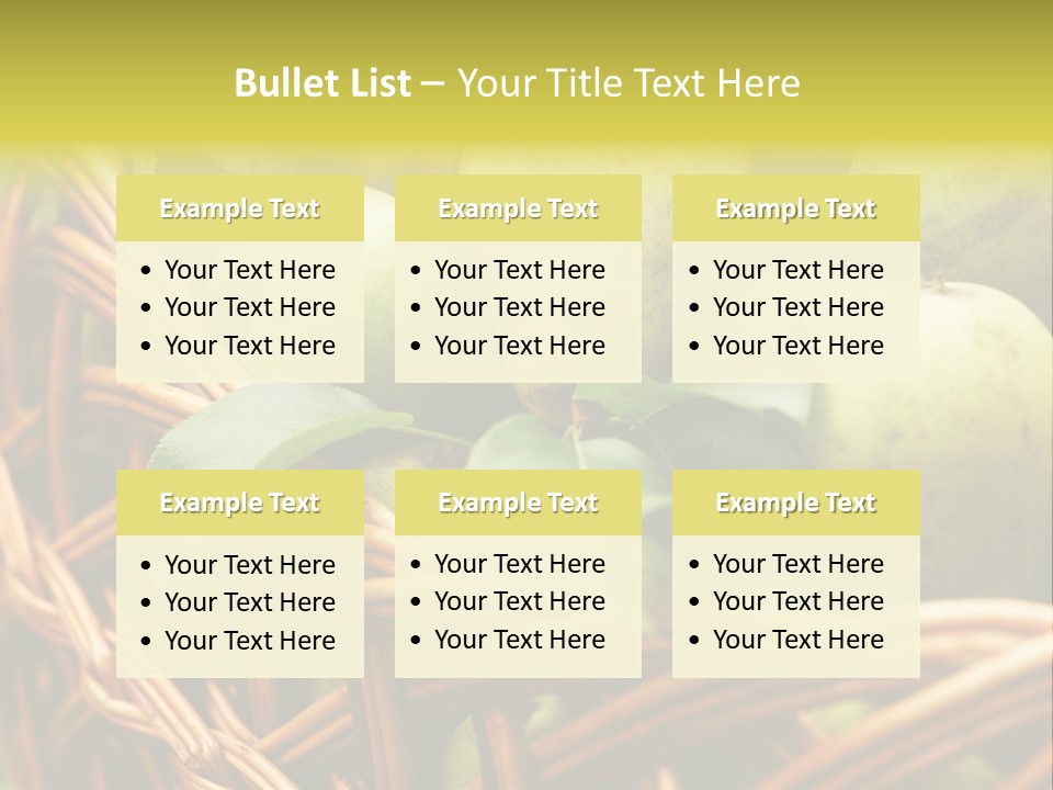 A Basket Filled With Green Apples Sitting On Top Of A Table PowerPoint Template