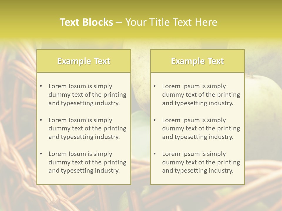A Basket Filled With Green Apples Sitting On Top Of A Table PowerPoint Template
