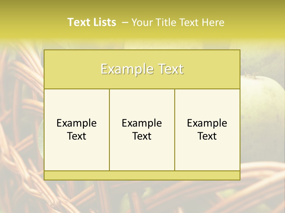 A Basket Filled With Green Apples Sitting On Top Of A Table PowerPoint Template