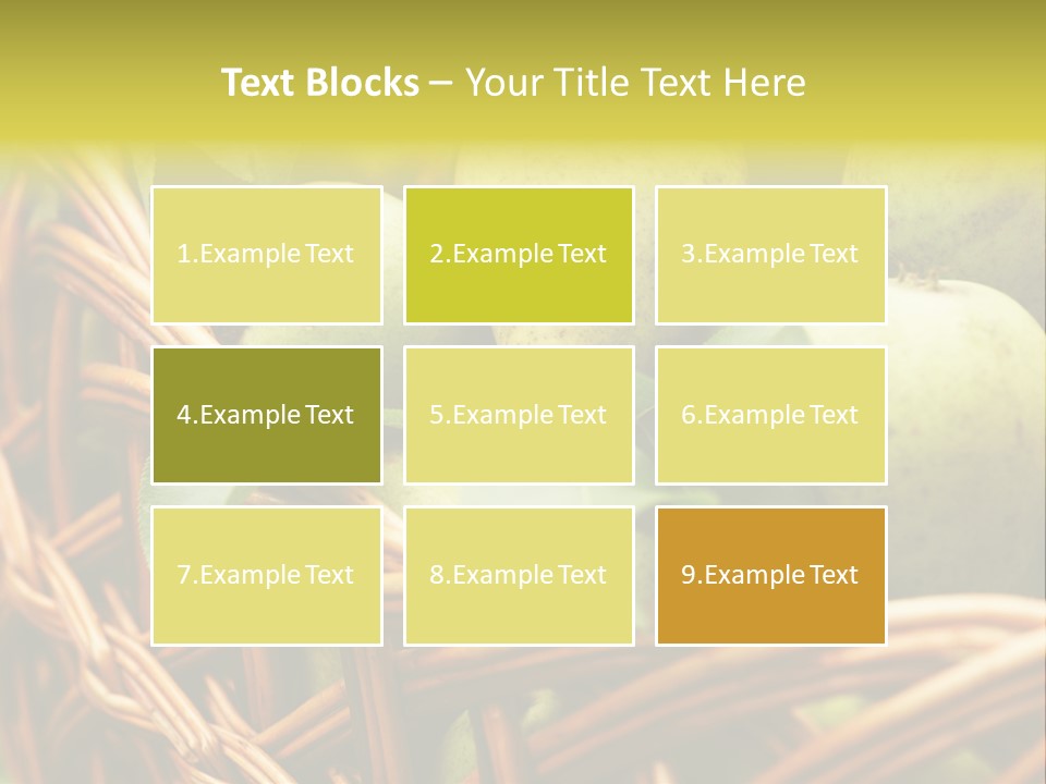 A Basket Filled With Green Apples Sitting On Top Of A Table PowerPoint Template