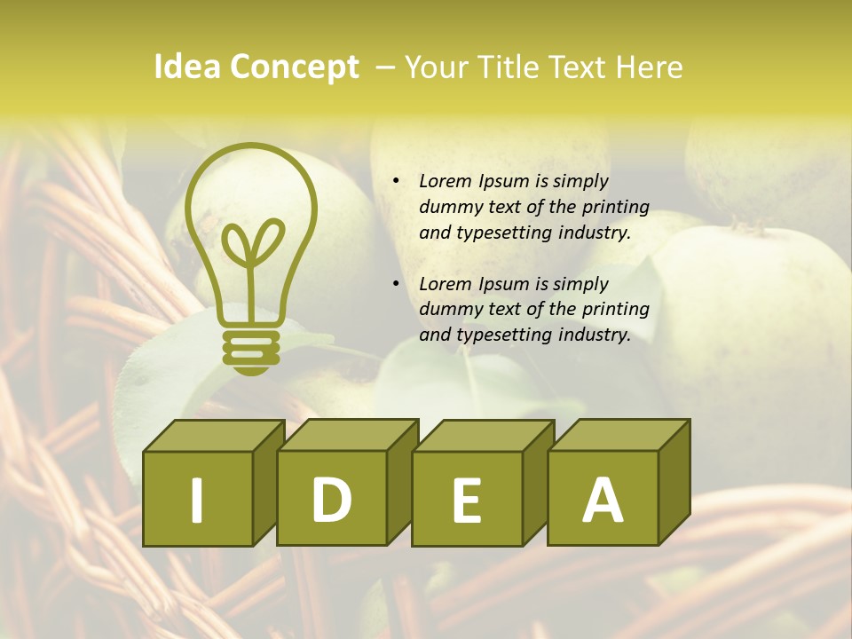 A Basket Filled With Green Apples Sitting On Top Of A Table PowerPoint Template