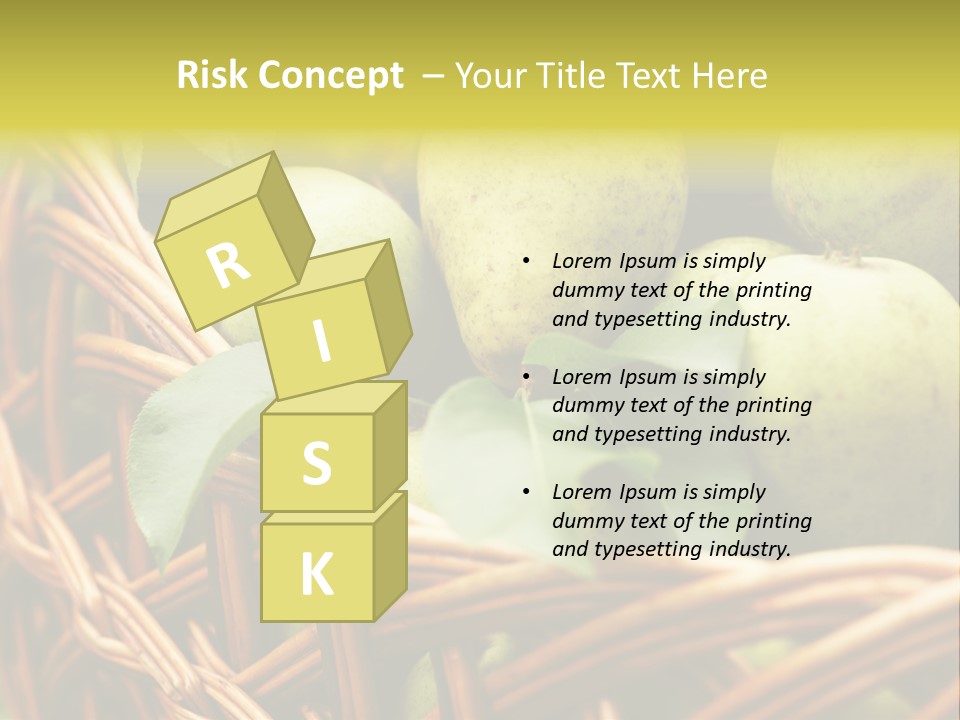 A Basket Filled With Green Apples Sitting On Top Of A Table PowerPoint Template