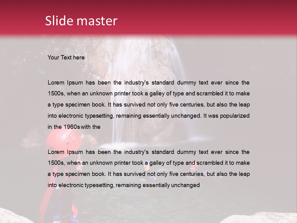 Adrenalin Sport - Canyoning. Small Child In Foreground. PowerPoint Template