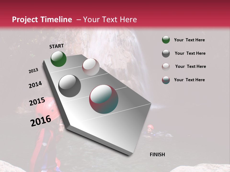 Adrenalin Sport - Canyoning. Small Child In Foreground. PowerPoint Template