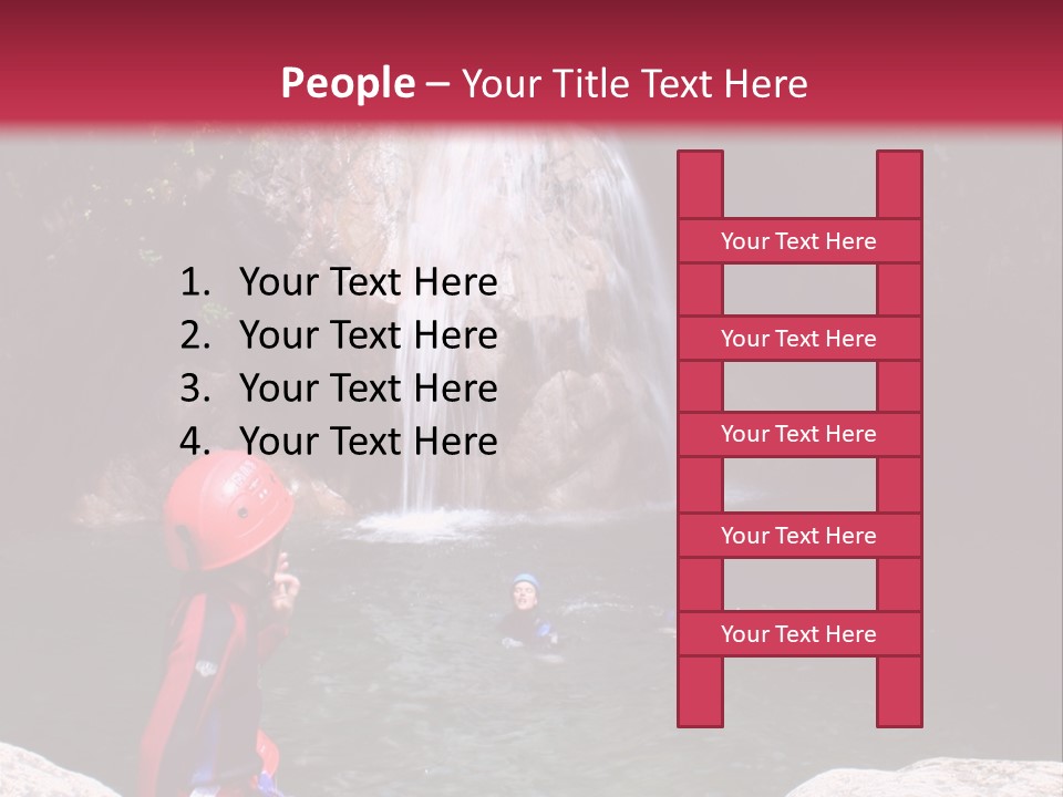 Adrenalin Sport - Canyoning. Small Child In Foreground. PowerPoint Template