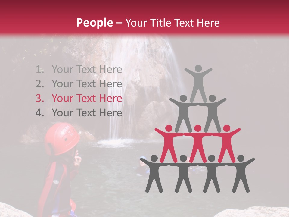 Adrenalin Sport - Canyoning. Small Child In Foreground. PowerPoint Template