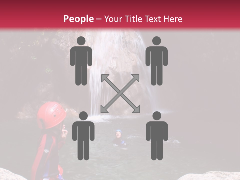 Adrenalin Sport - Canyoning. Small Child In Foreground. PowerPoint Template