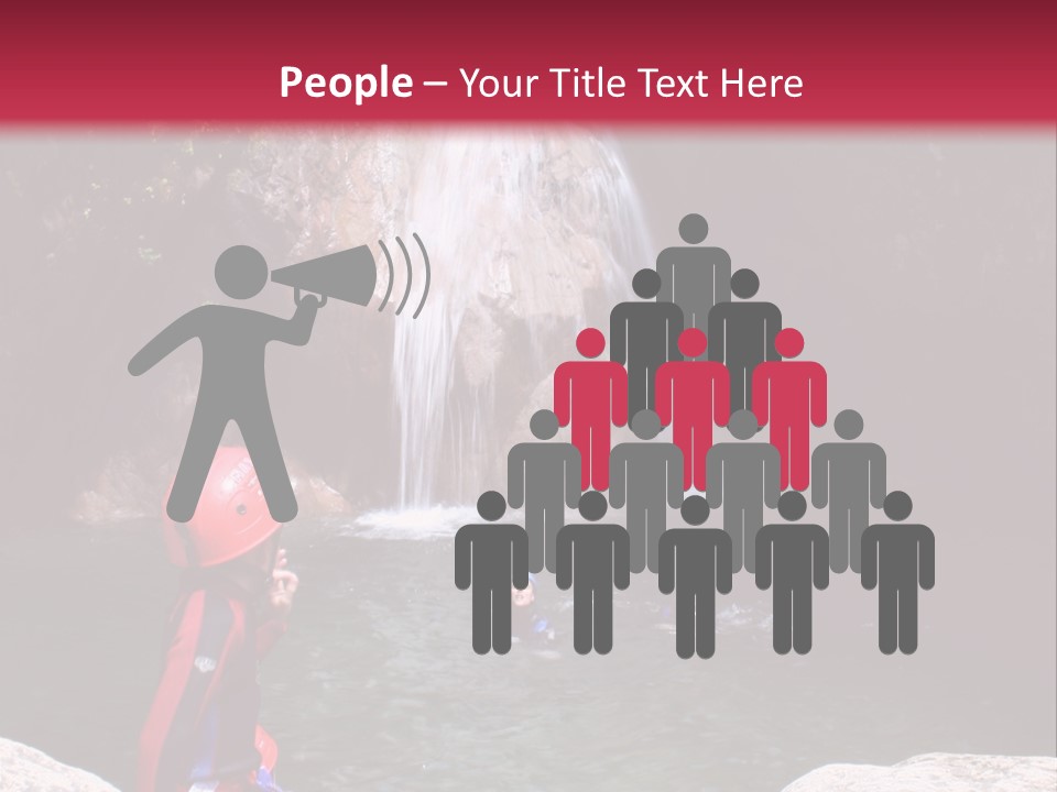 Adrenalin Sport - Canyoning. Small Child In Foreground. PowerPoint Template