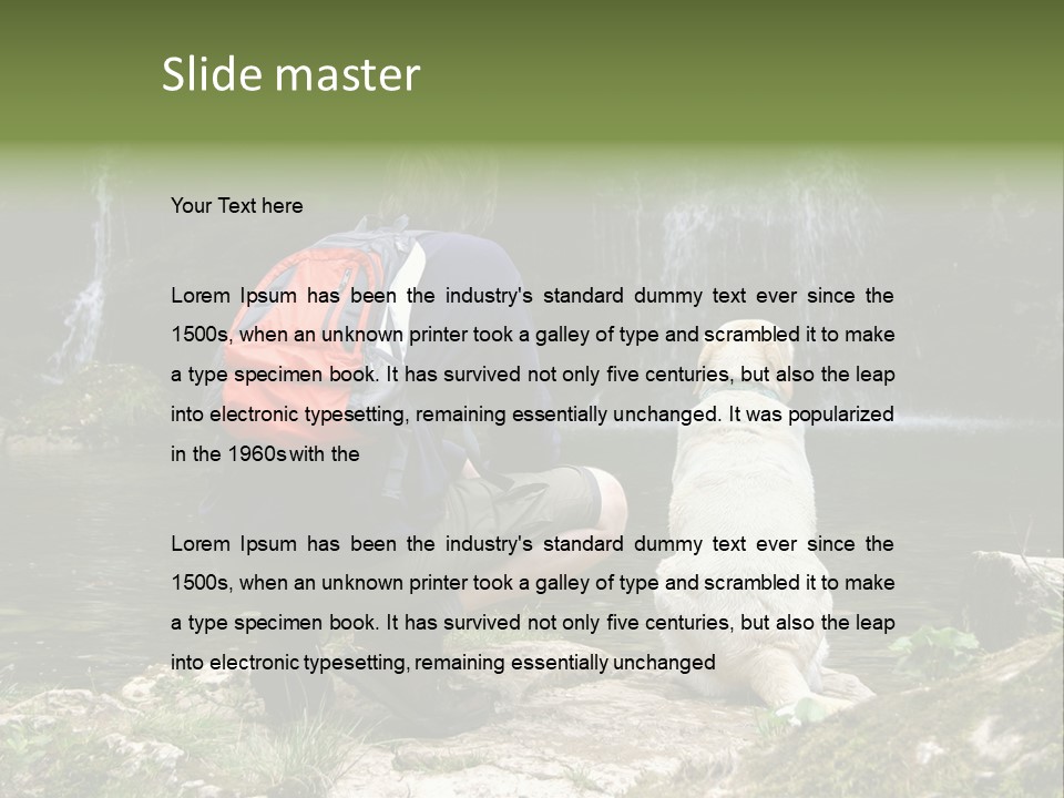 Man And His Dog Enjoying The Beautiful View PowerPoint Template