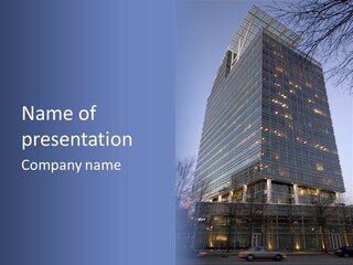 Office Building In Atlanta At Dusk PowerPoint Template