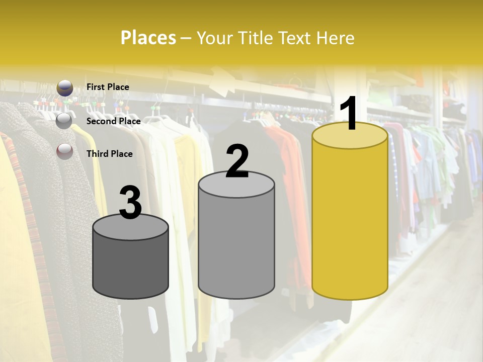 A Bunch Of Clothes Hanging On A Rack In A Store PowerPoint Template