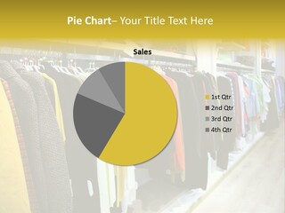 A Bunch Of Clothes Hanging On A Rack In A Store PowerPoint Template
