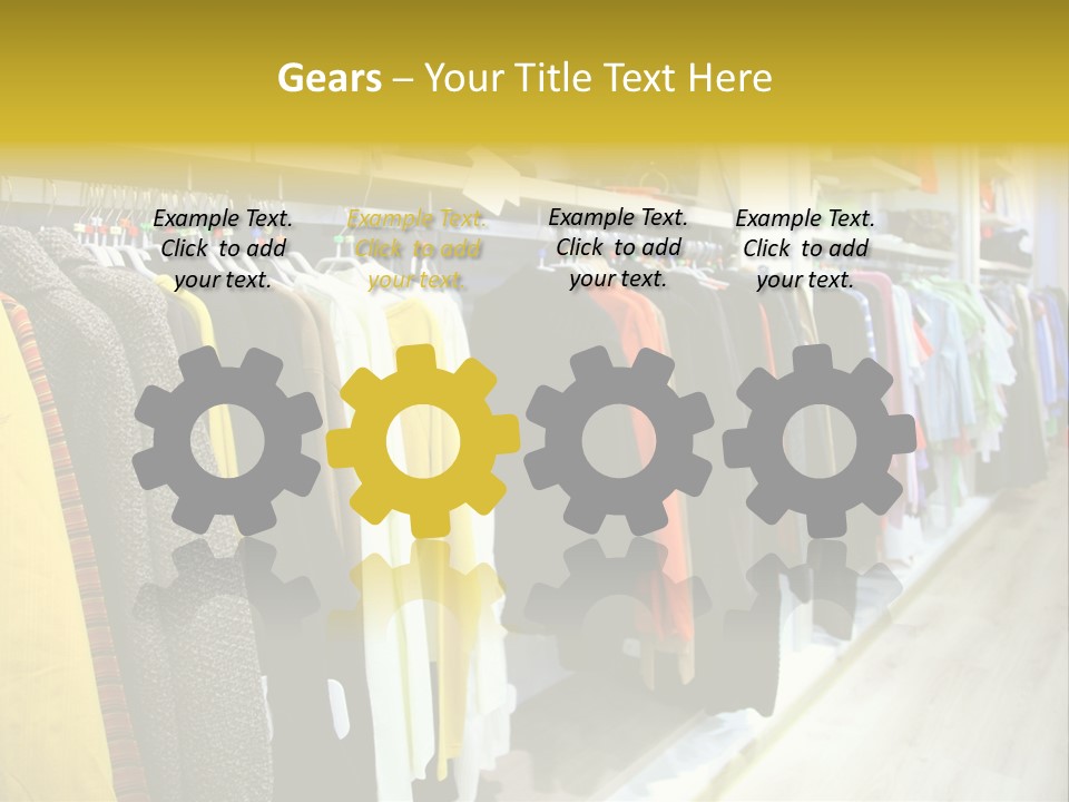 A Bunch Of Clothes Hanging On A Rack In A Store PowerPoint Template