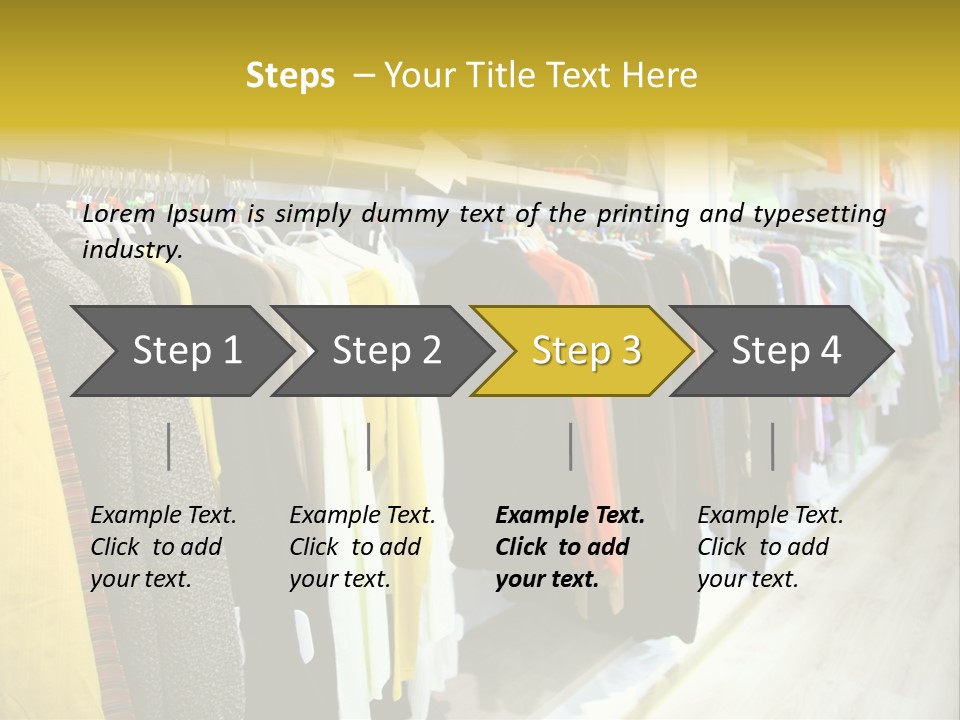 A Bunch Of Clothes Hanging On A Rack In A Store PowerPoint Template