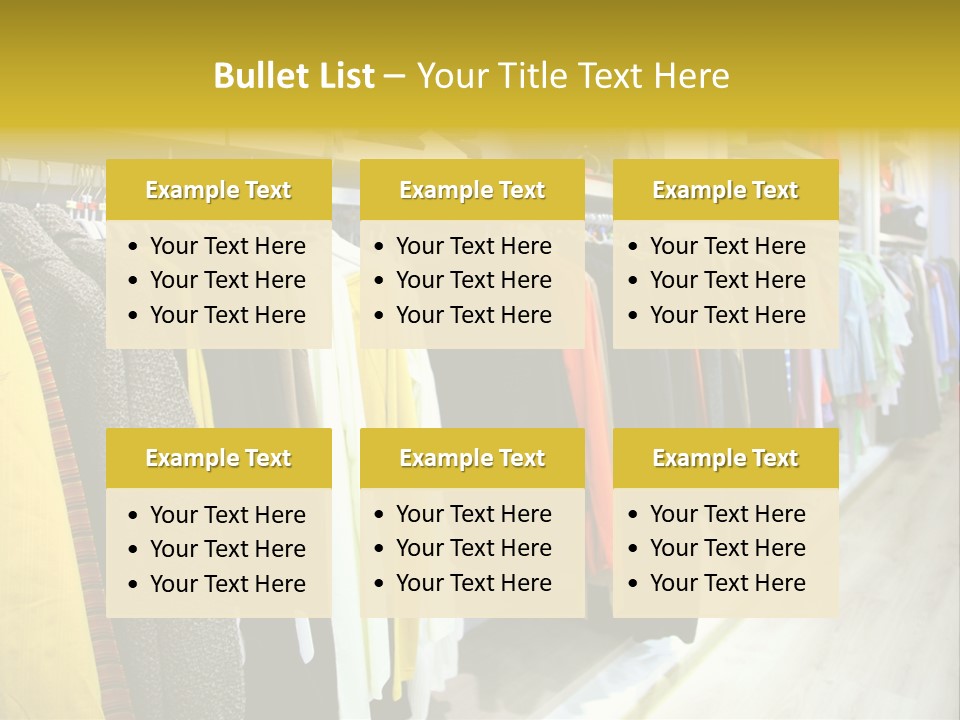 A Bunch Of Clothes Hanging On A Rack In A Store PowerPoint Template
