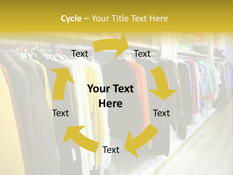 A Bunch Of Clothes Hanging On A Rack In A Store PowerPoint Template
