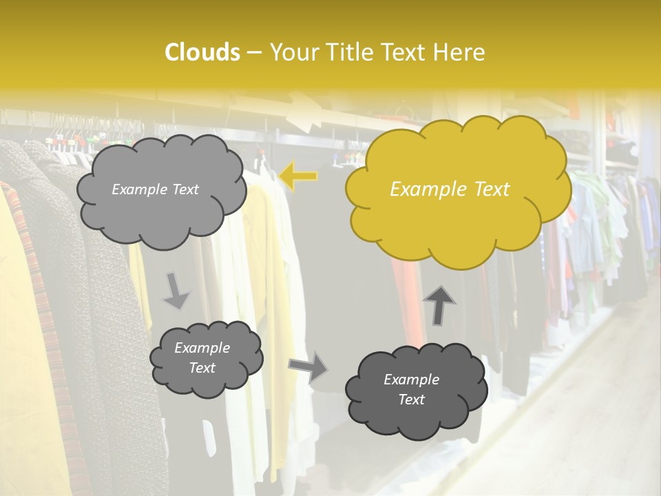 A Bunch Of Clothes Hanging On A Rack In A Store PowerPoint Template