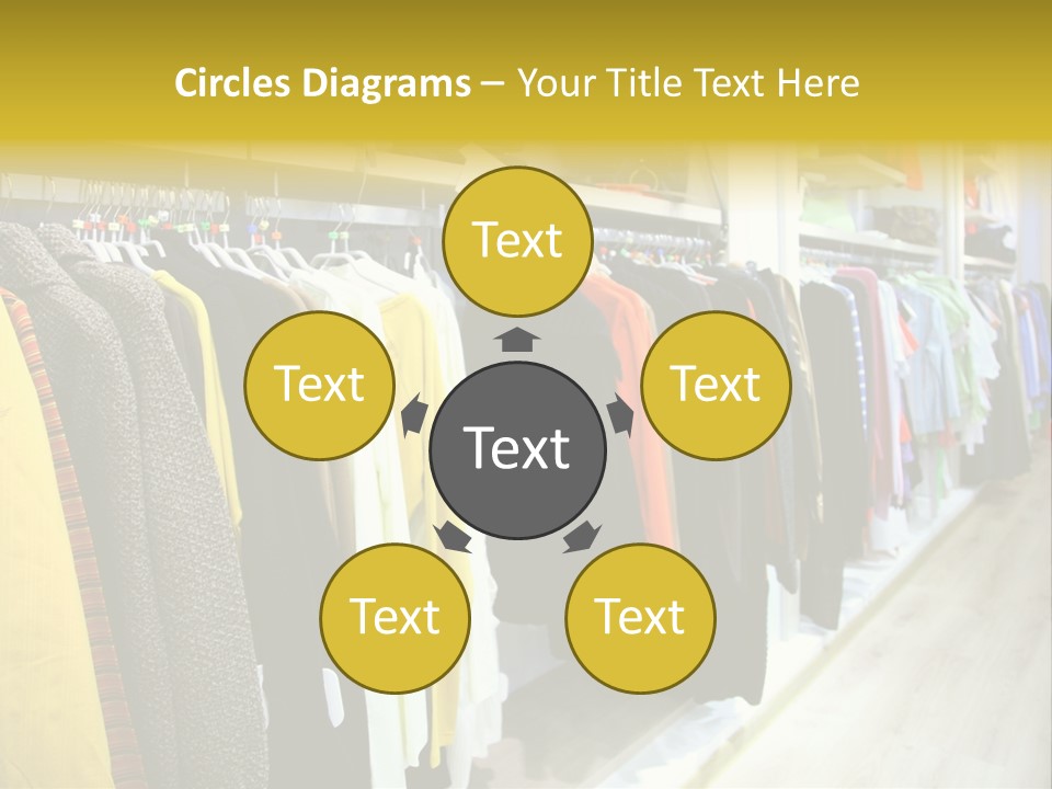 A Bunch Of Clothes Hanging On A Rack In A Store PowerPoint Template