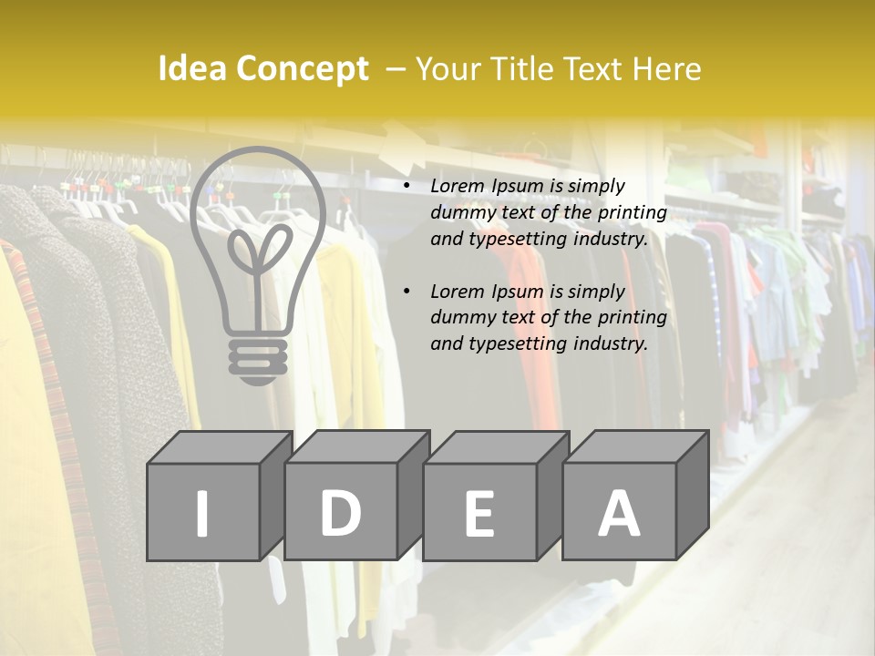 A Bunch Of Clothes Hanging On A Rack In A Store PowerPoint Template