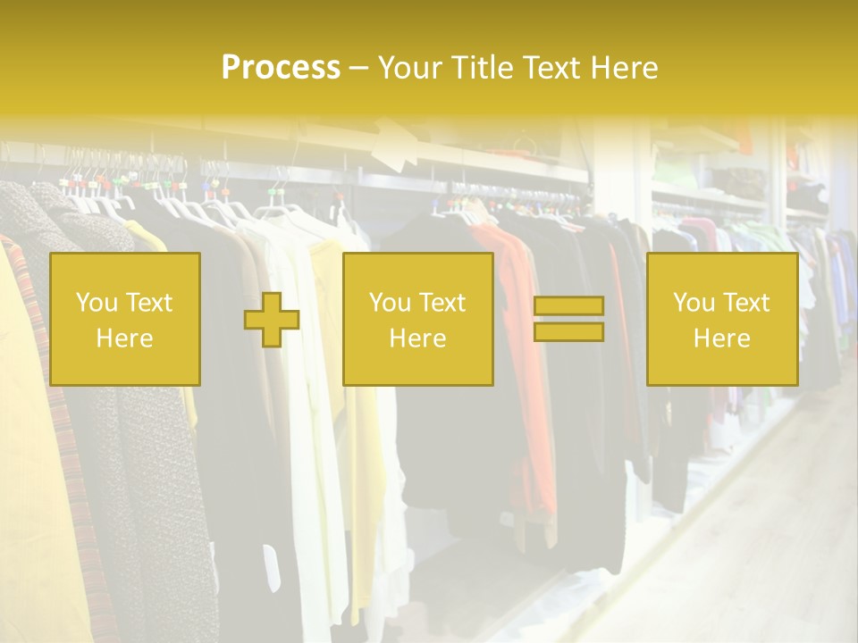A Bunch Of Clothes Hanging On A Rack In A Store PowerPoint Template