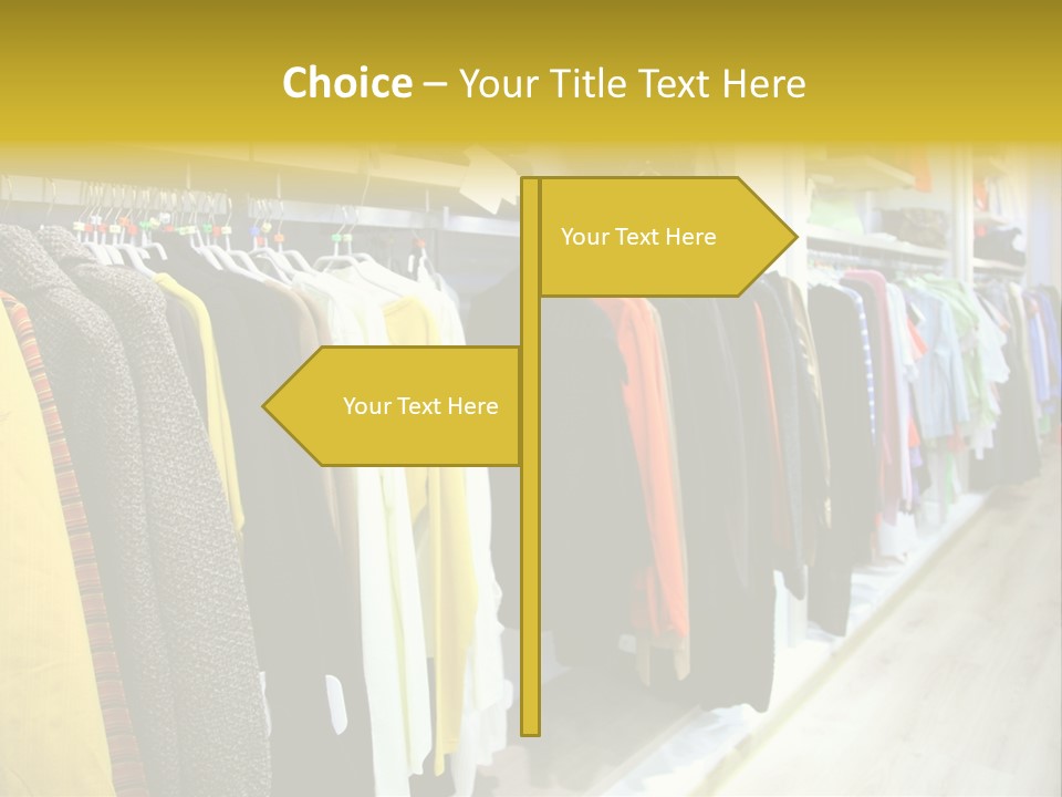 A Bunch Of Clothes Hanging On A Rack In A Store PowerPoint Template