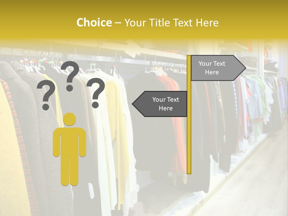 A Bunch Of Clothes Hanging On A Rack In A Store PowerPoint Template