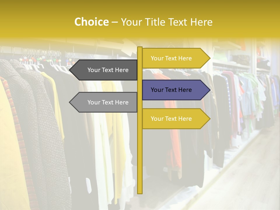 A Bunch Of Clothes Hanging On A Rack In A Store PowerPoint Template