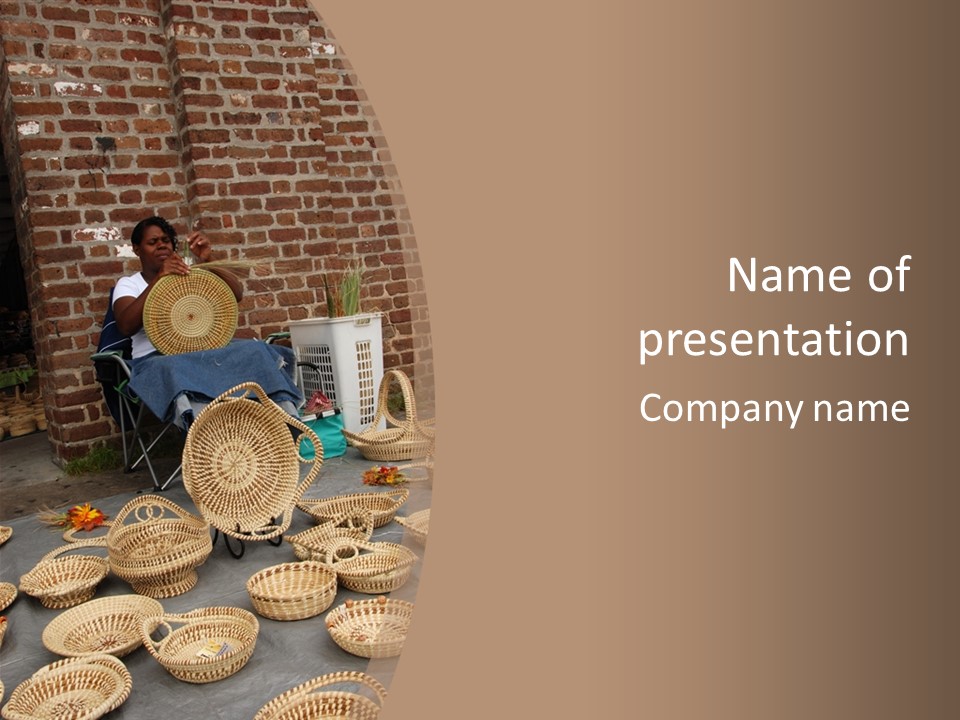 Charleston Sc - September 20: The Unique But Dying Art Of Sweet Grass Basket Weaving Is Still Practiced In The Carolinas, But May Be Lost In The Next Generation. PowerPoint Template