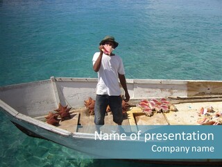 A Man Standing On A Boat In The Water PowerPoint Template